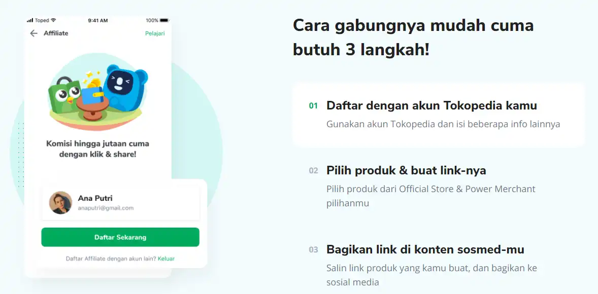 Cara Daftar Tokopedia Affiliate